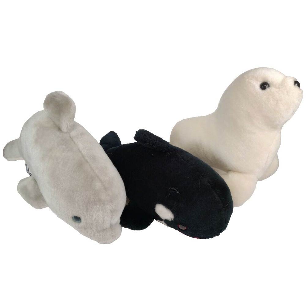 Vintage 1987 Sea World Plush Lot Shamu Orca Whale Dolphin Seal Pup 80s Souvenirs